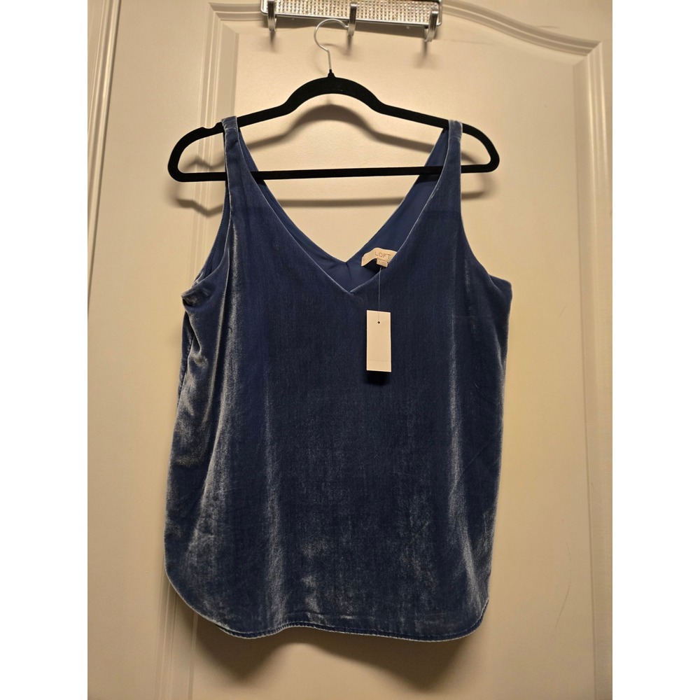 LOFT Blue Velvet V-Neck Camisole Cami Top NWT S 549363